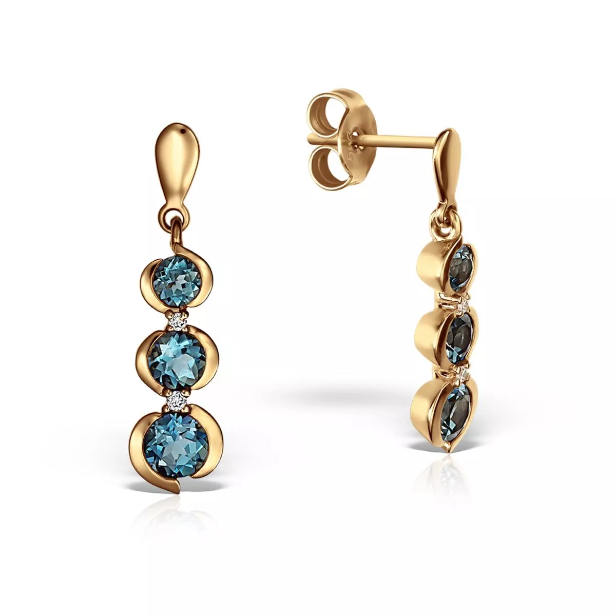 Cercei Maria Granacci cu London topaz si diamante, din aur roz de 18K