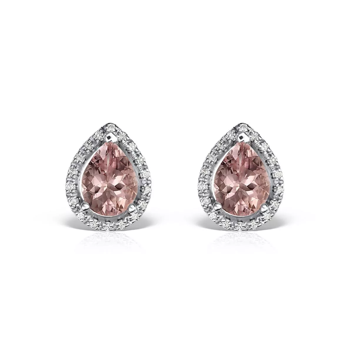 Cercei - Cercei Maria Granacci cu morganit si diamante, din aur alb de 18K, cellini.ro