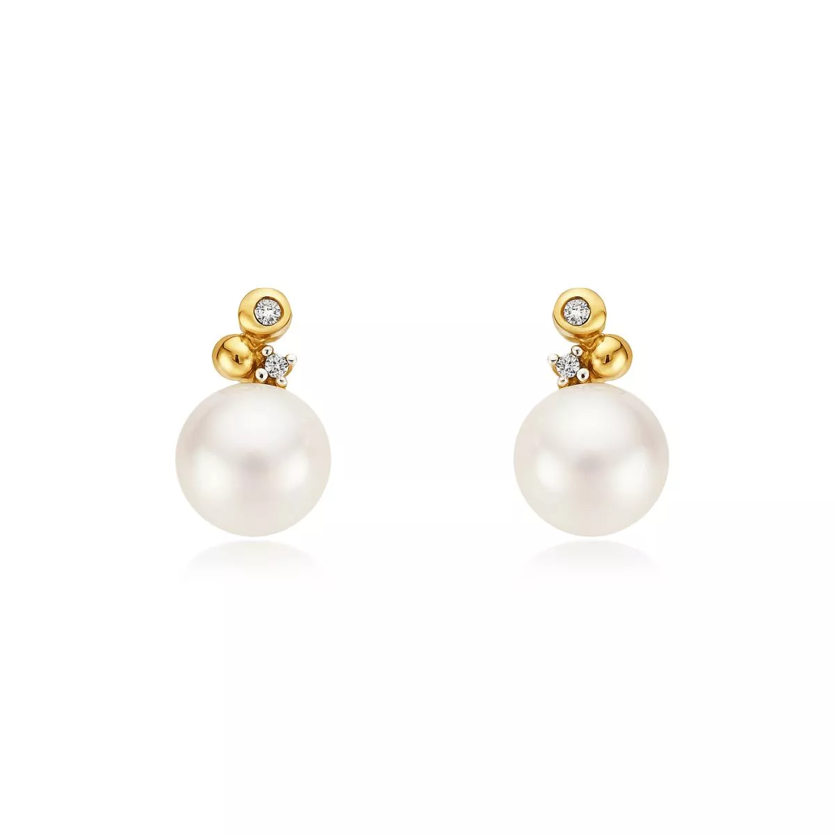 Cercei - Cercei Maria Granacci cu perla si diamant, din aur galben de 14K, cellini.ro