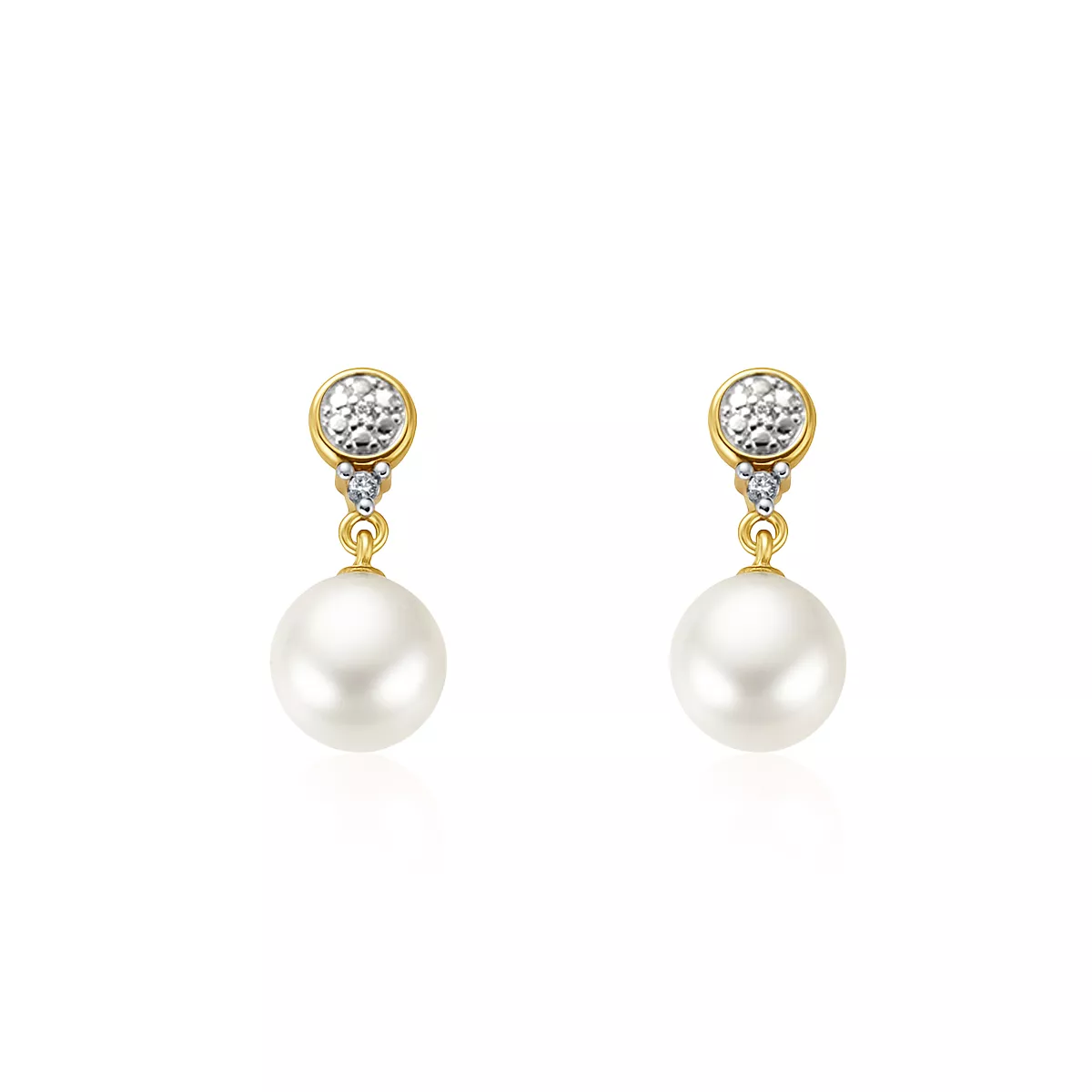 Cercei - Cercei Maria Granacci cu perla si diamant, din aur galben de 14K, cellini.ro