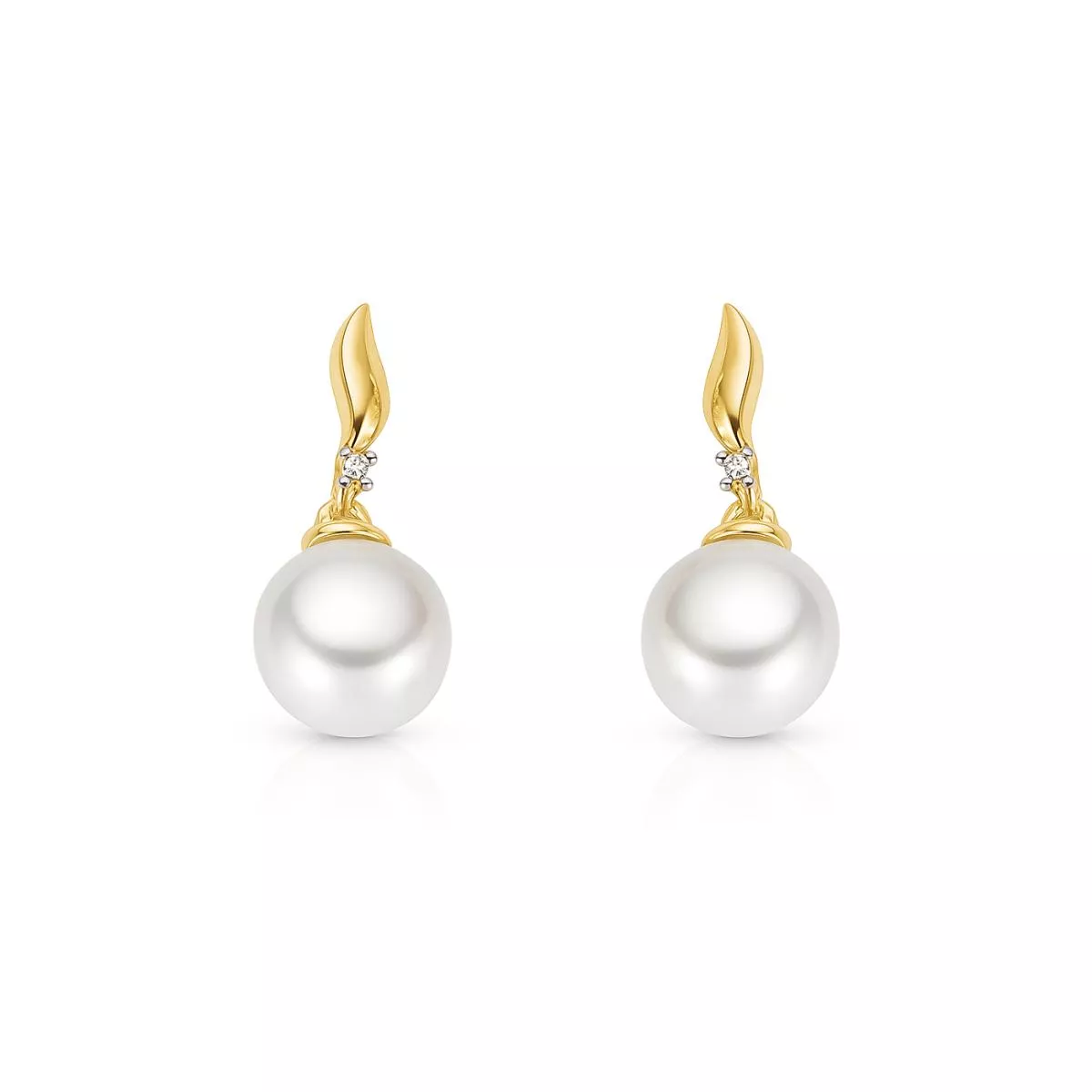 Cercei - Cercei Maria Granacci cu perla si diamant, din aur galben de 14K, cellini.ro