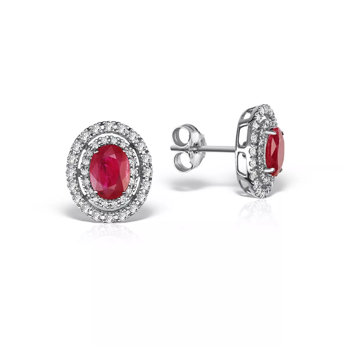 Cercei Coscia cu rubine si diamante, din aur alb de 18K