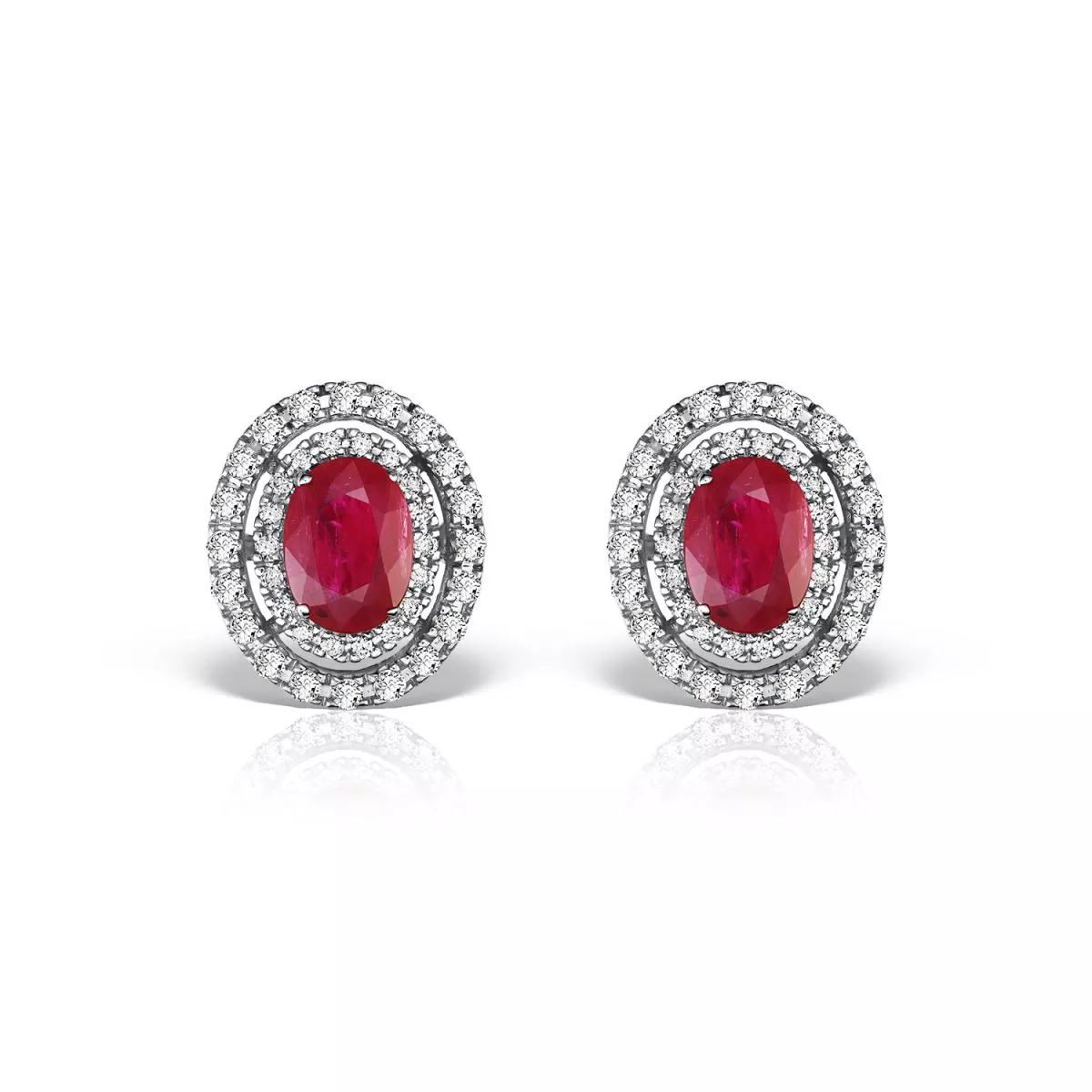 Cercei - Cercei Coscia cu rubine si diamante, din aur alb de 18K, cellini.ro