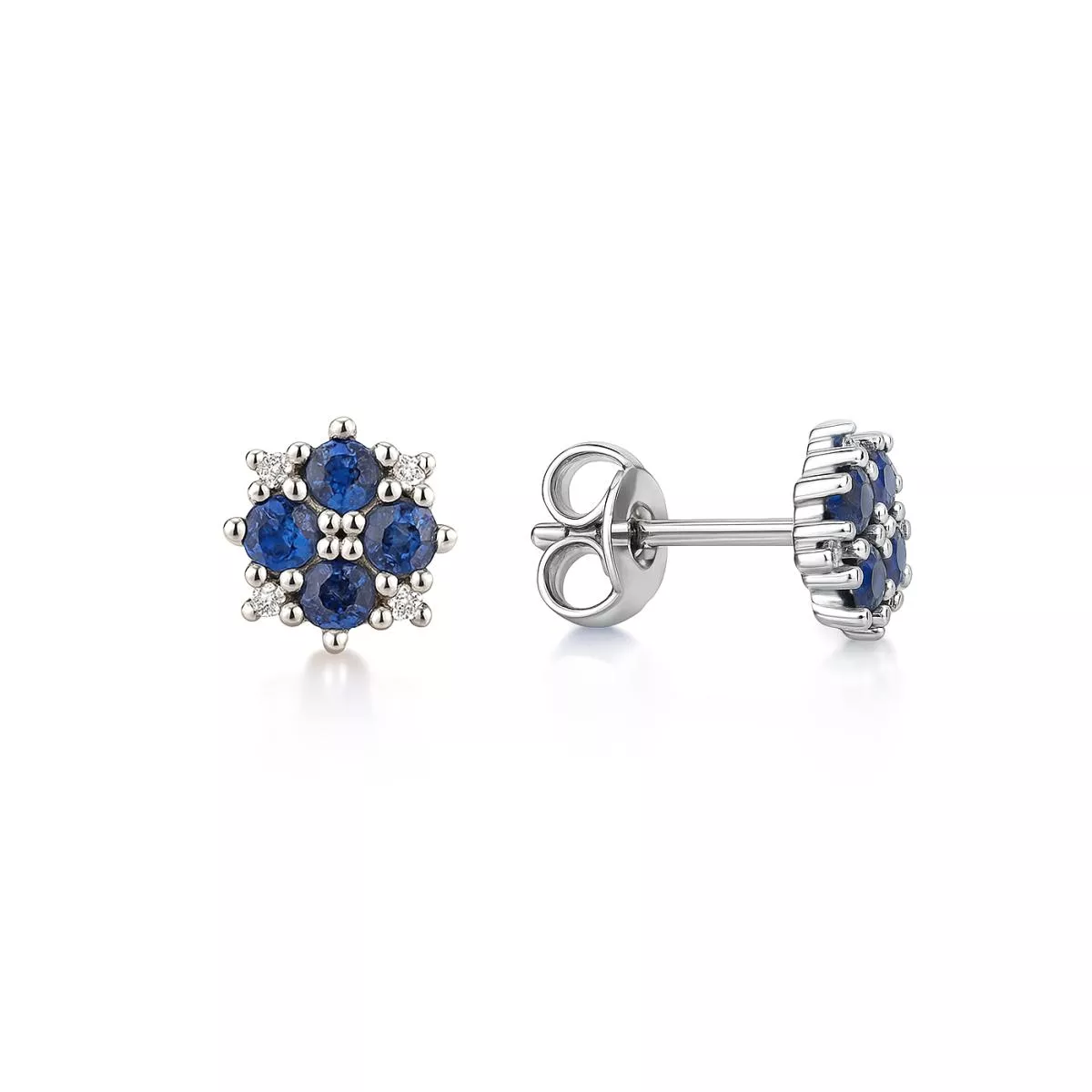 Cercei Maria Granacci cu safir si diamant, din aur alb de 14K