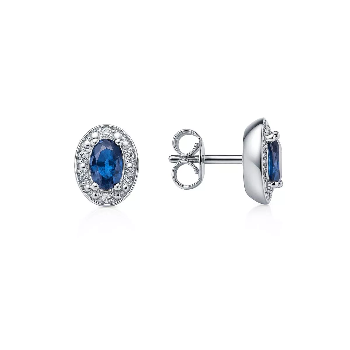 Cercei Maria Granacci cu safir si diamant, din aur alb de 14K