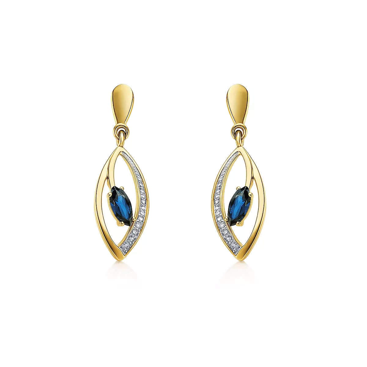 Cercei - Cercei Maria Granacci cu safir si diamant, din aur galben de 14K, cellini.ro