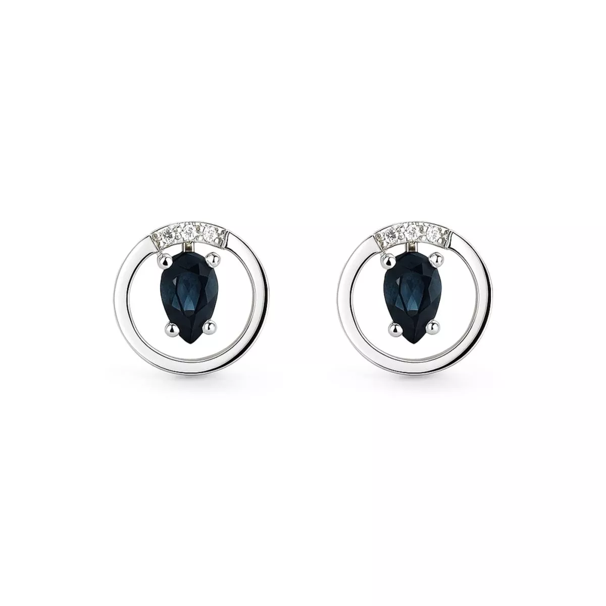 Cercei - Cercei Maria Granacci cu safir si diamant, din aur alb de 14K, cellini.ro