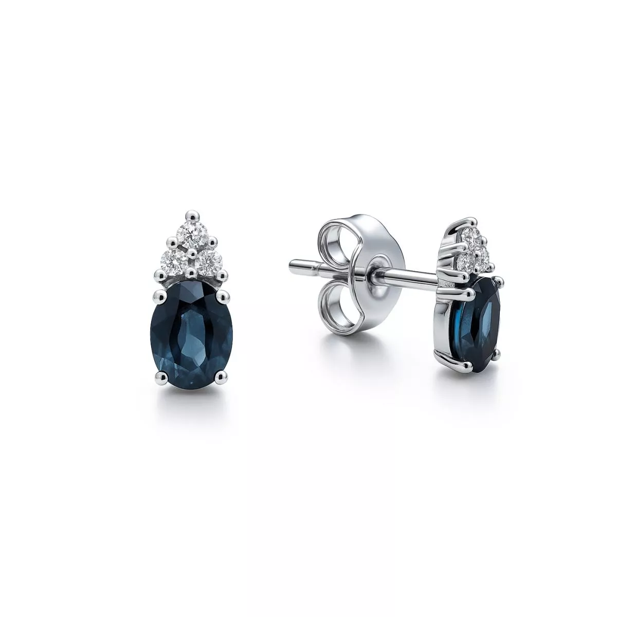 Cercei Maria Granacci cu safir si diamant, din aur alb de 14K
