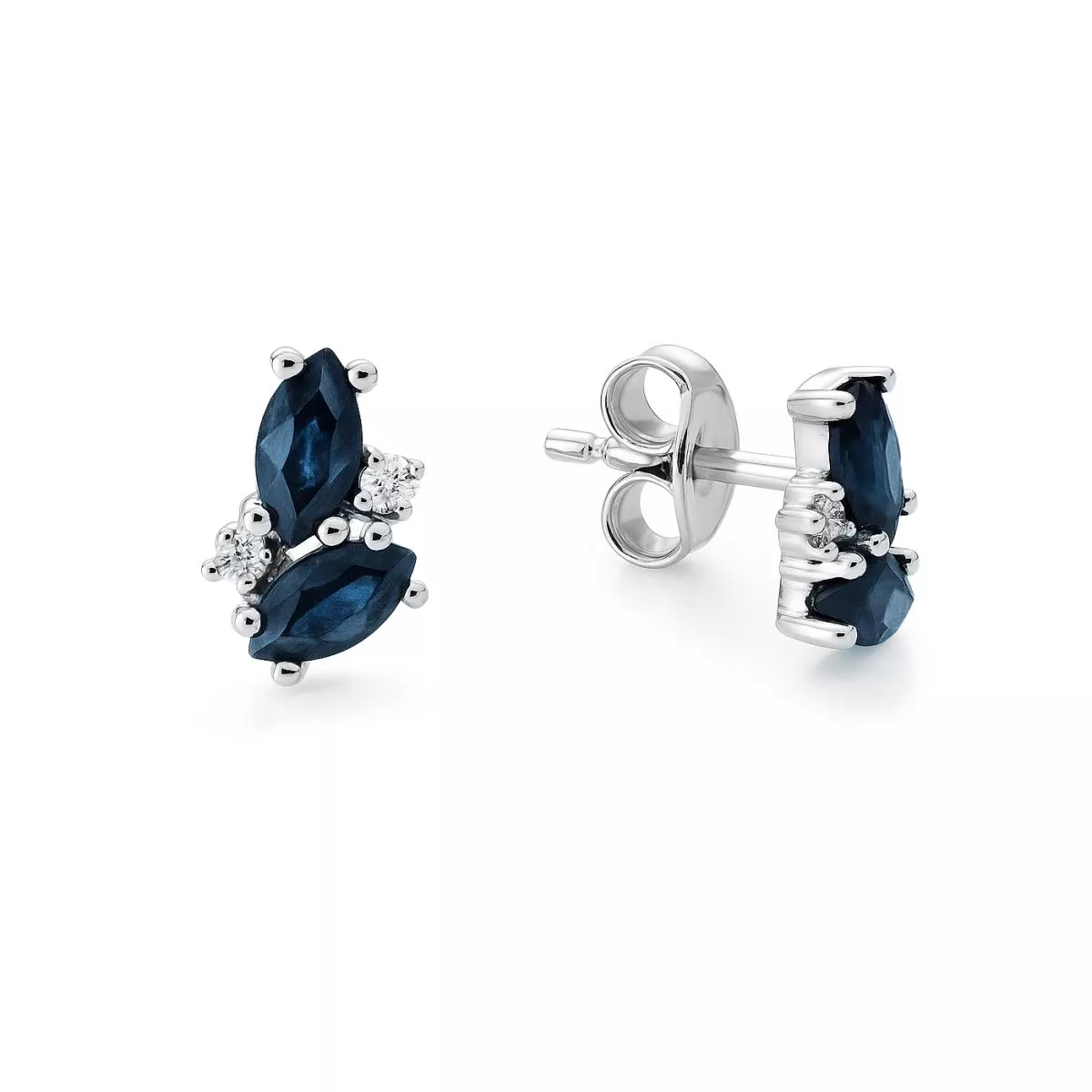 Cercei Maria Granacci cu safir si diamant, din aur alb de 14K