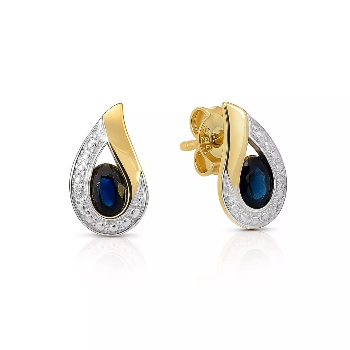 Cercei Maria Granacci cu safir si diamant, din aur galben de 14K