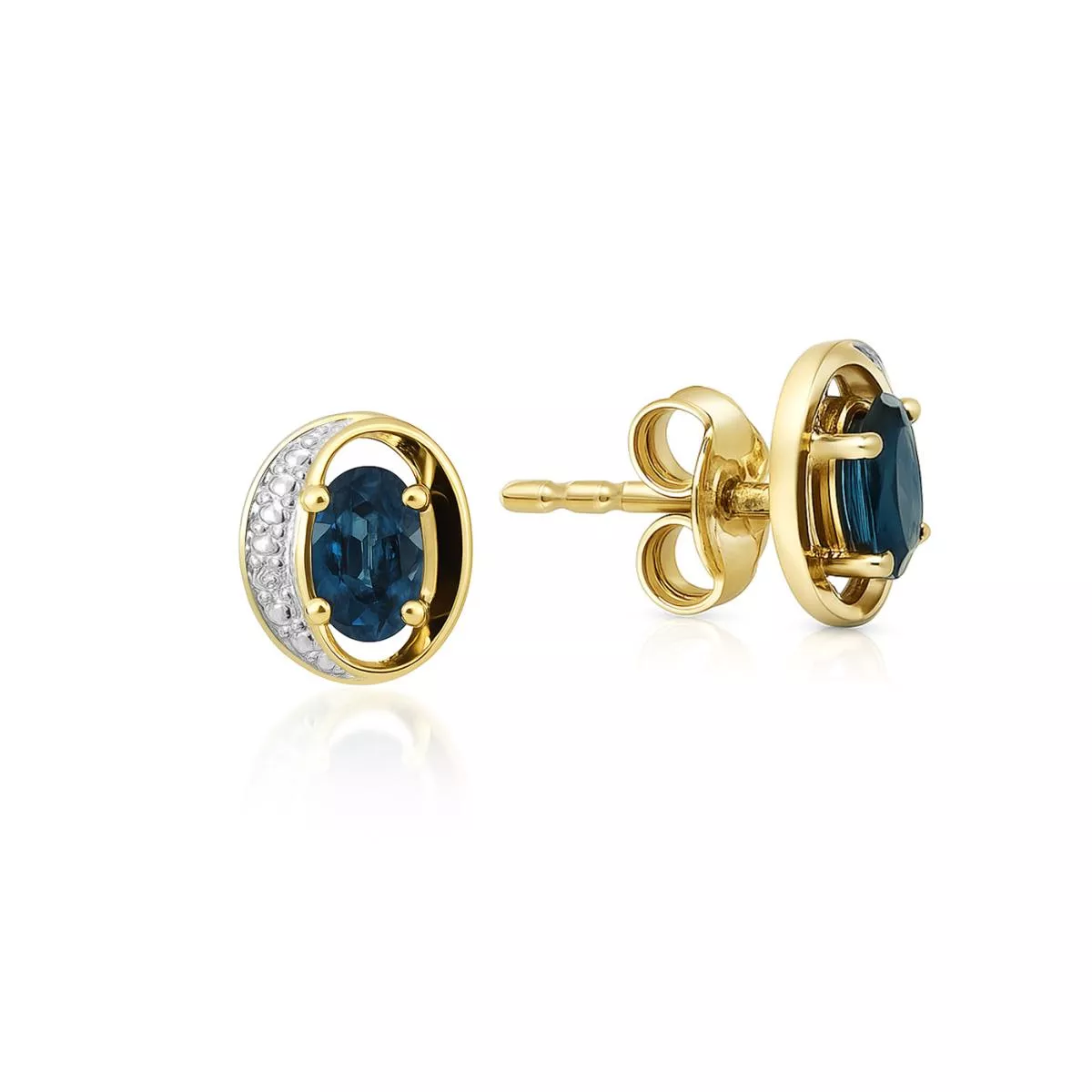 Cercei Maria Granacci cu safir si diamant, din aur galben de 14K