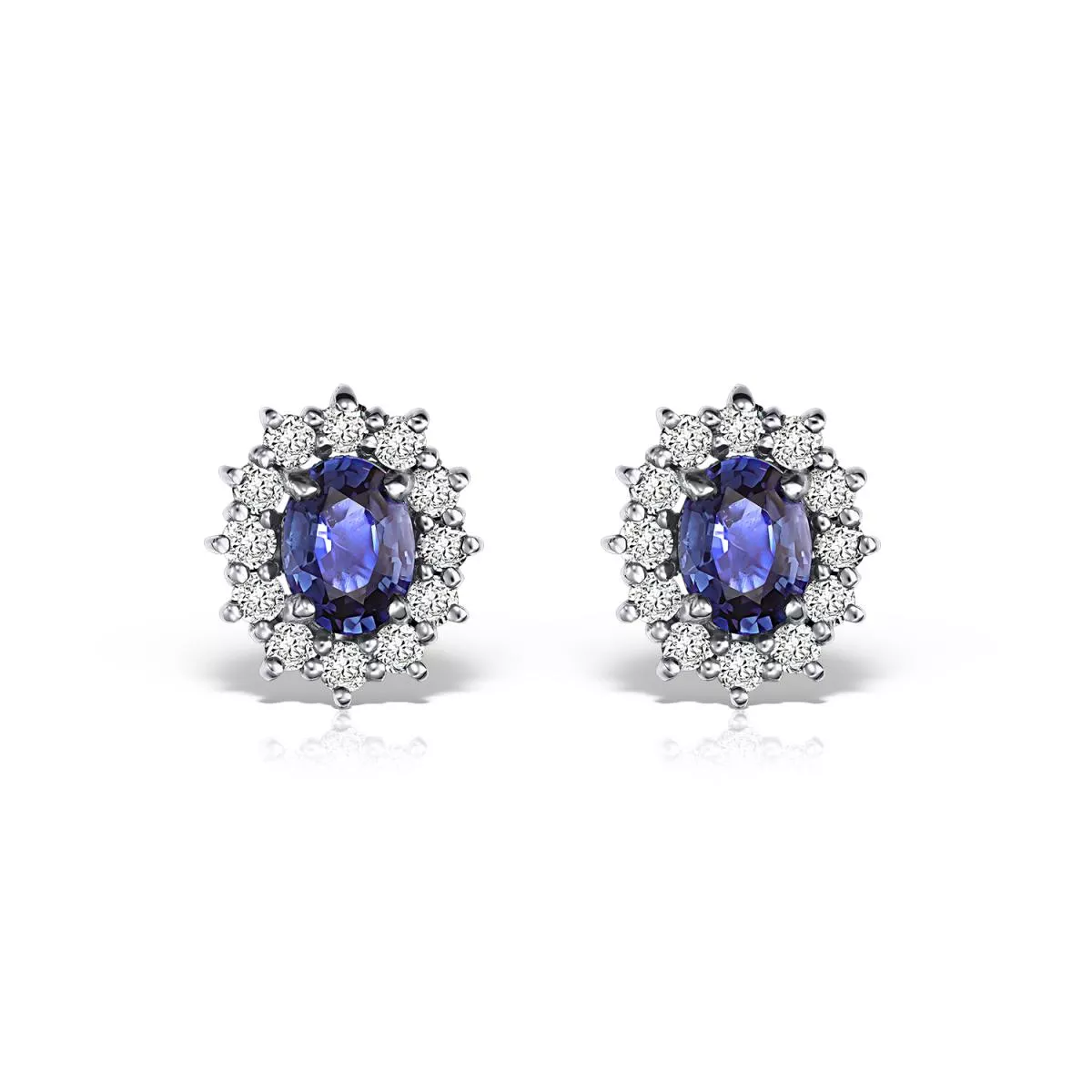 Cercei - Cercei Coscia cu safire si diamante, din aur alb de 18K, cellini.ro