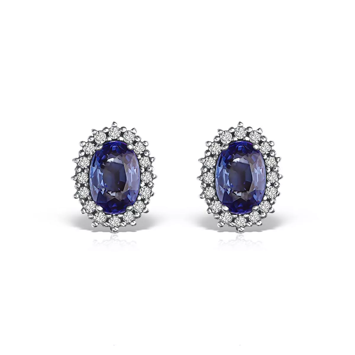 Cercei - Cercei Coscia cu safire si diamante, din aur alb de 18K, cellini.ro