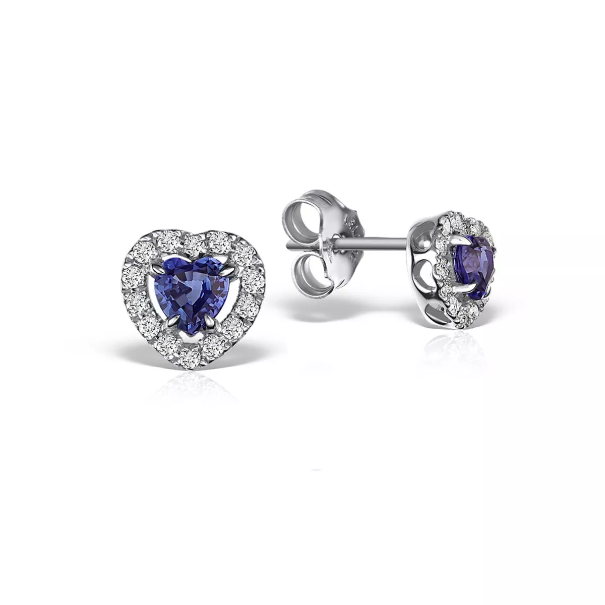 Cercei Coscia cu safire si diamante, din aur alb de 18K