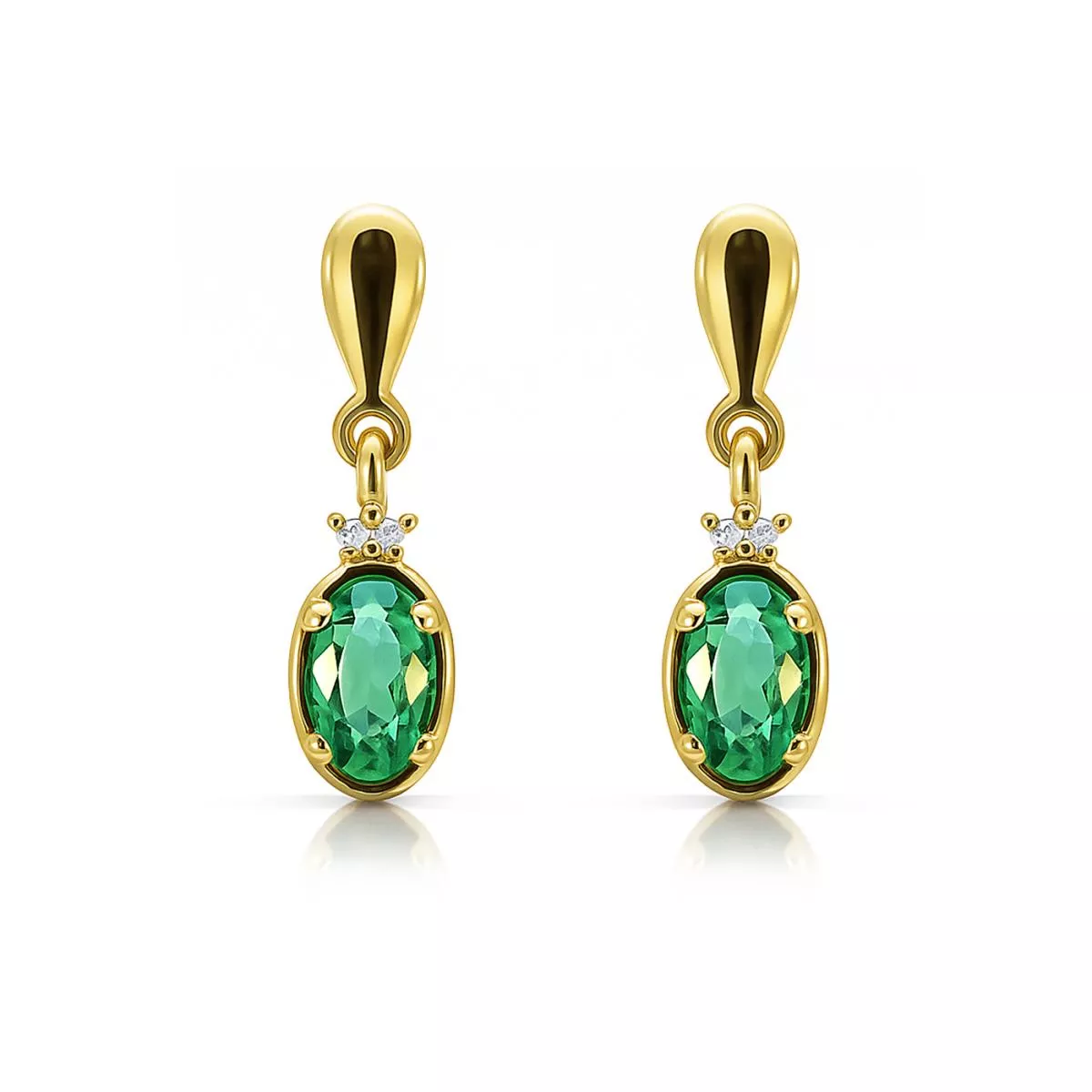 Cercei - Cercei Maria Granacci cu smarald si diamant, din aur galben de 14K, cellini.ro