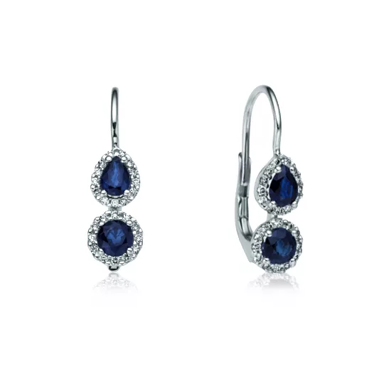Cercei Maria Granacci cu safir si diamant, din aur alb de 18K