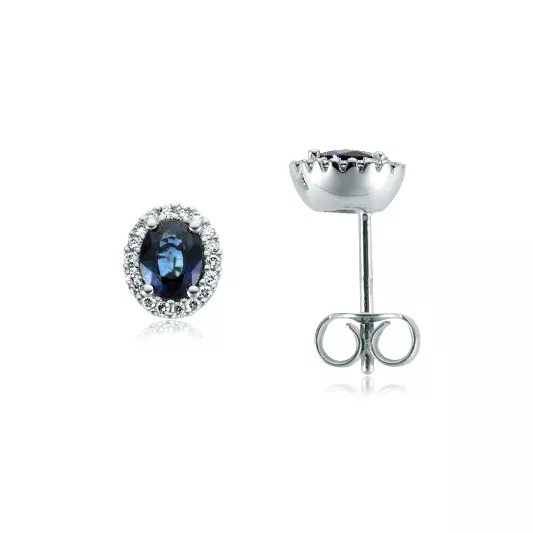 Cercei Maria Granacci cu safir si diamant, din aur alb de 18K