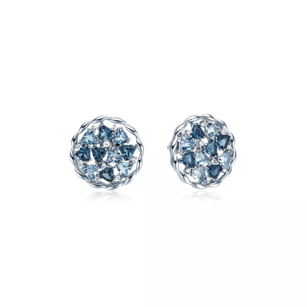 Cercei Maria Granacci cu topaz si diamant, din aur alb de 18K