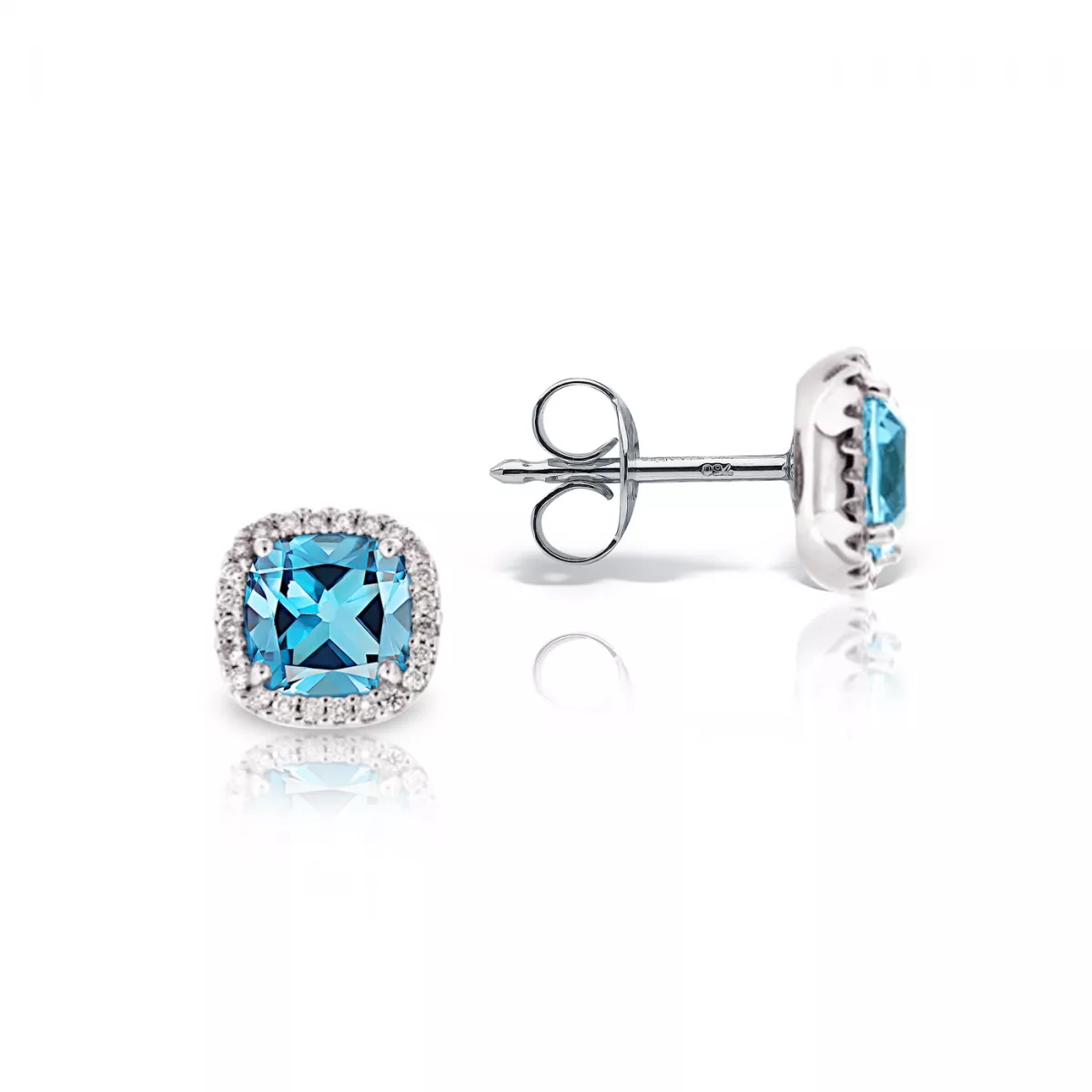 Cercei Maria Granacci cu topaz si diamant, din aur alb de 18K