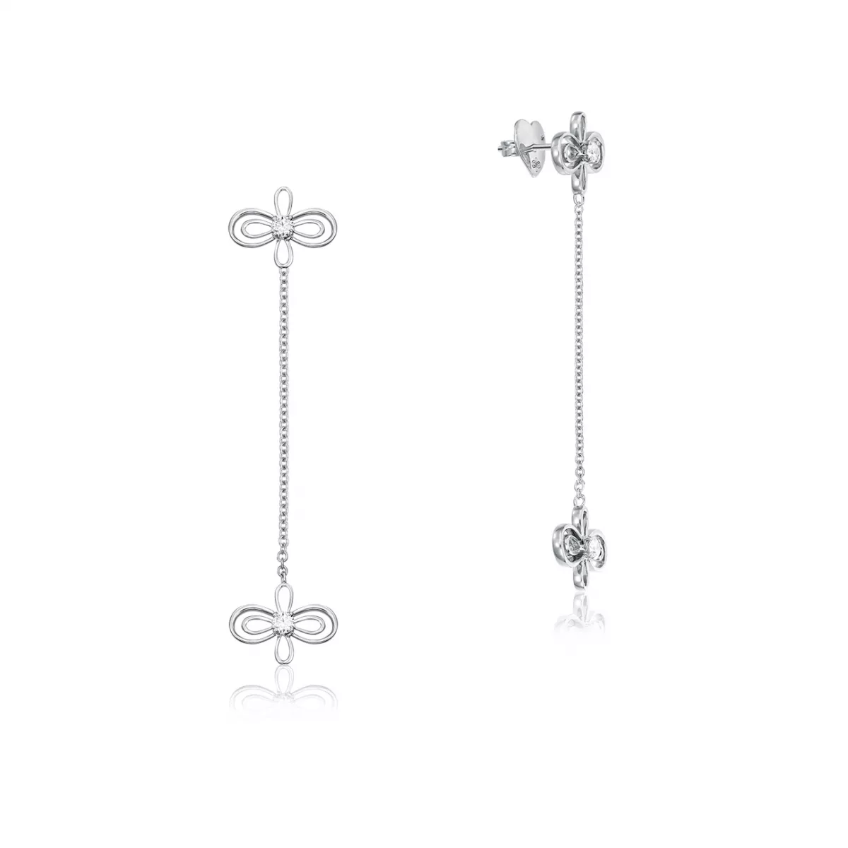 Cercei Infinity Flower Henri Maillardet cu diamante si safire, din aur alb  de 18K