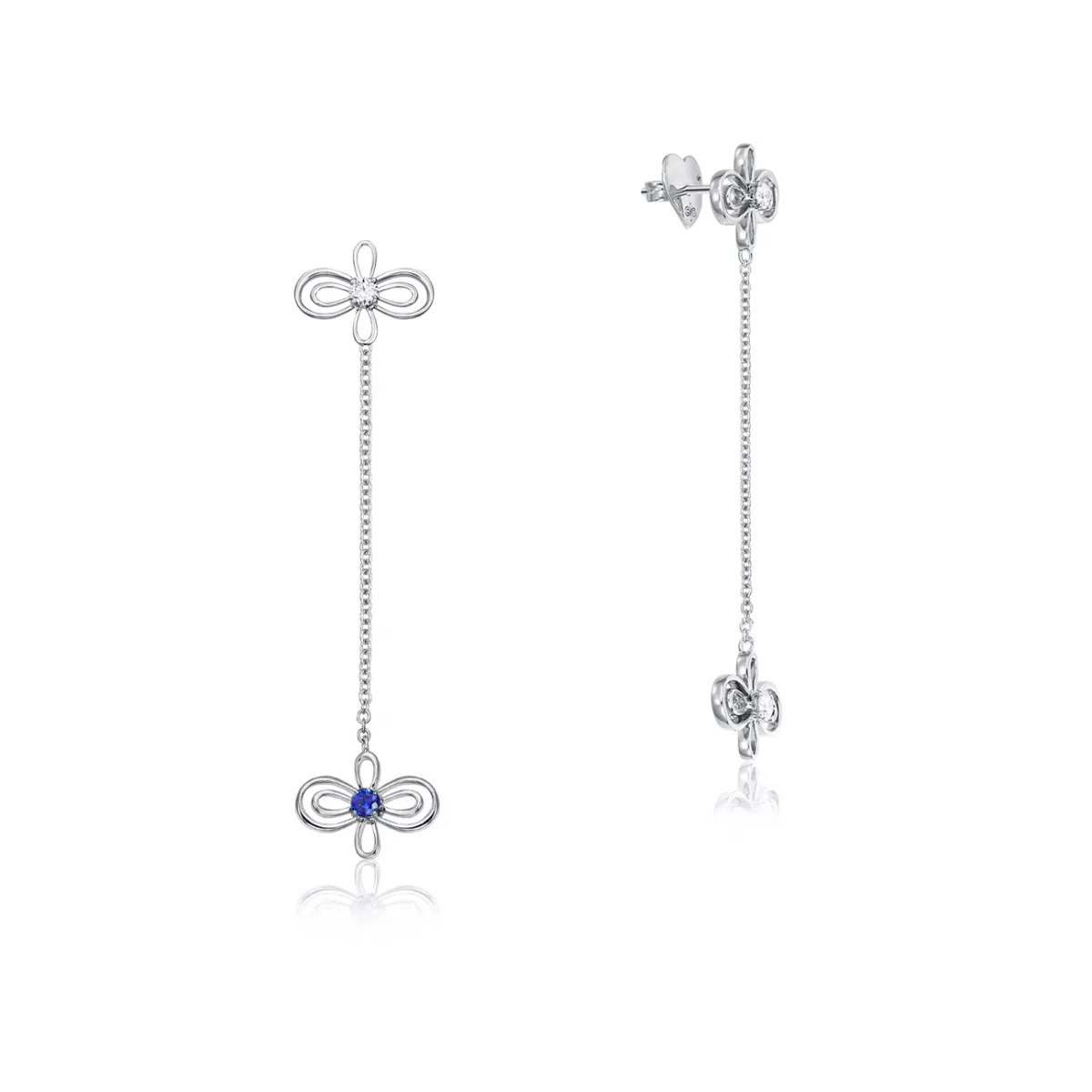Cercei - Cercei Infinity Flower Henri Maillardet cu diamante si safire, din aur alb  de 18K, cellini.ro