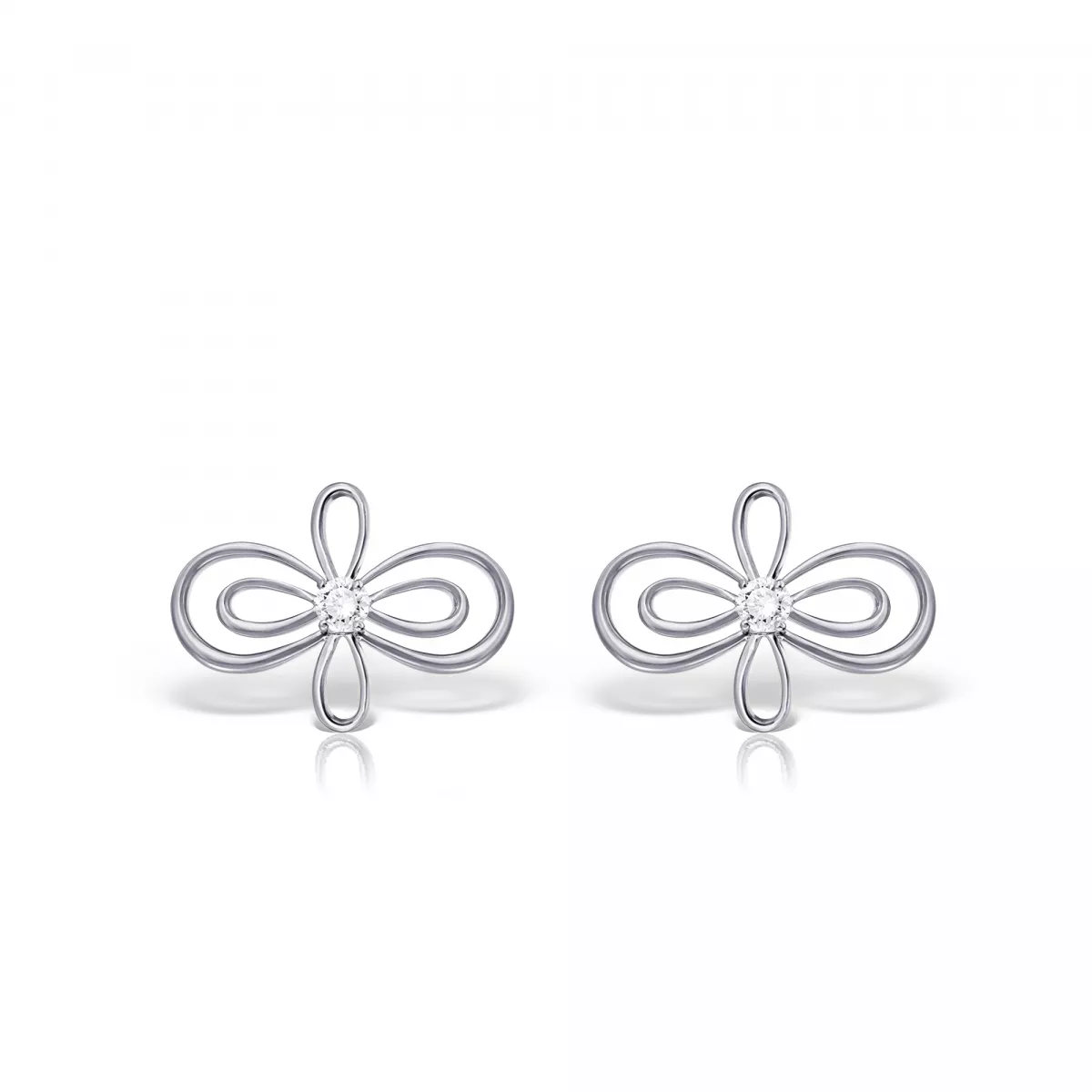 Cercei Infinity Flower Henri Maillardet cu diamant, din aur alb de 18K