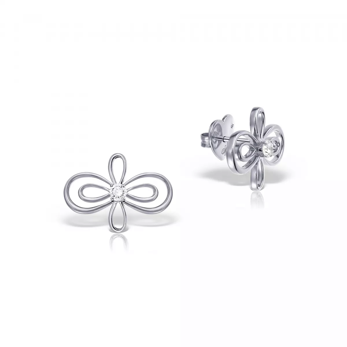 Cercei - Cercei Infinity Flower Henri Maillardet cu diamant, din aur alb de 18K, cellini.ro