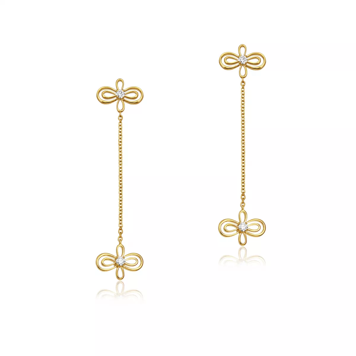 Cercei Infinity Flower Henri Maillardet cu diamante, din aur galben de 18K