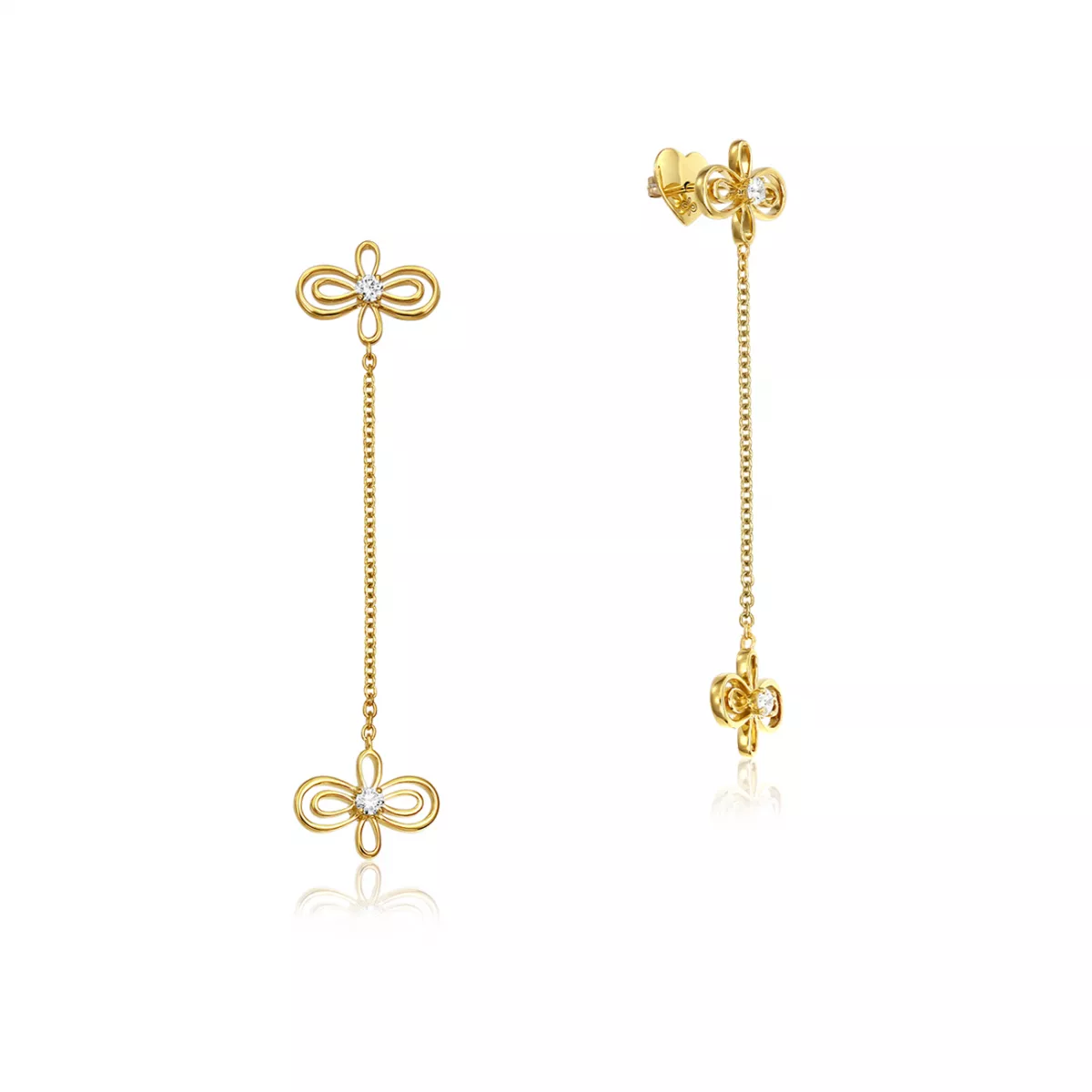 Cercei - Cercei Infinity Flower Henri Maillardet cu diamante, din aur galben de 18K, cellini.ro