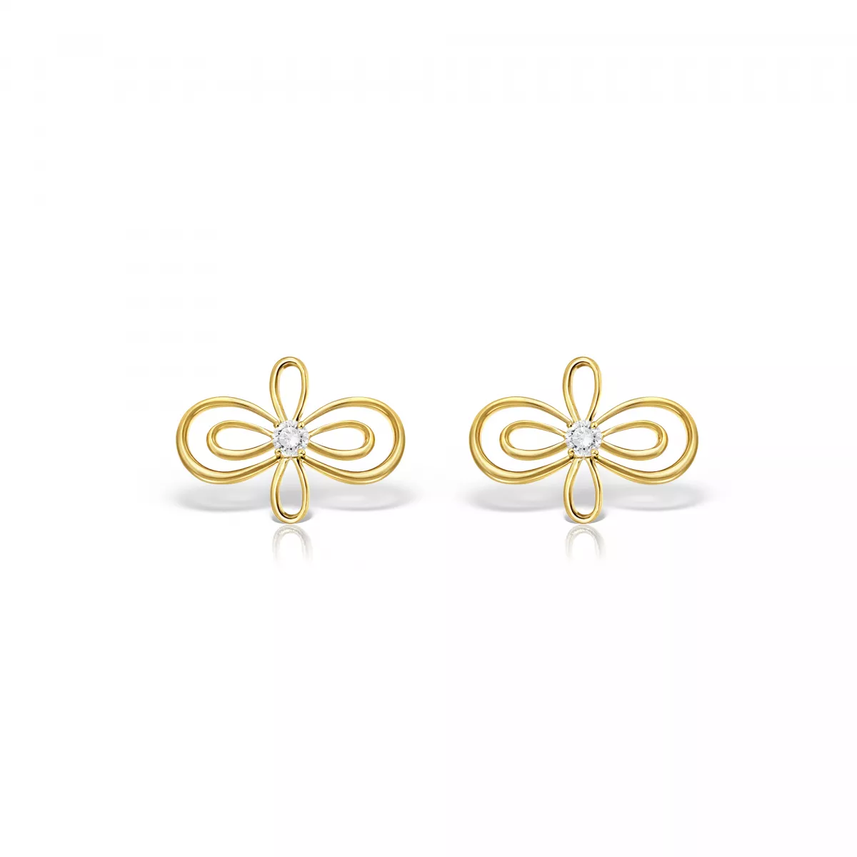 Cercei Infinity Flower Henri Maillardet cu diamant, din aur galben de 18K