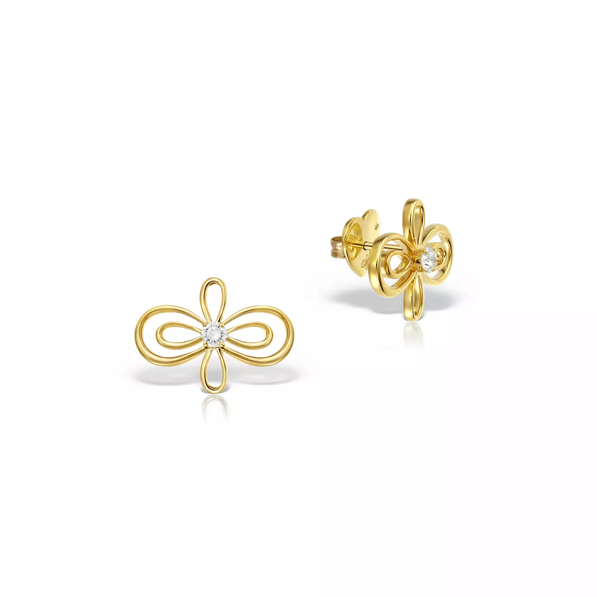 Cercei - Cercei Infinity Flower Henri Maillardet cu diamant, din aur galben de 18K, cellini.ro