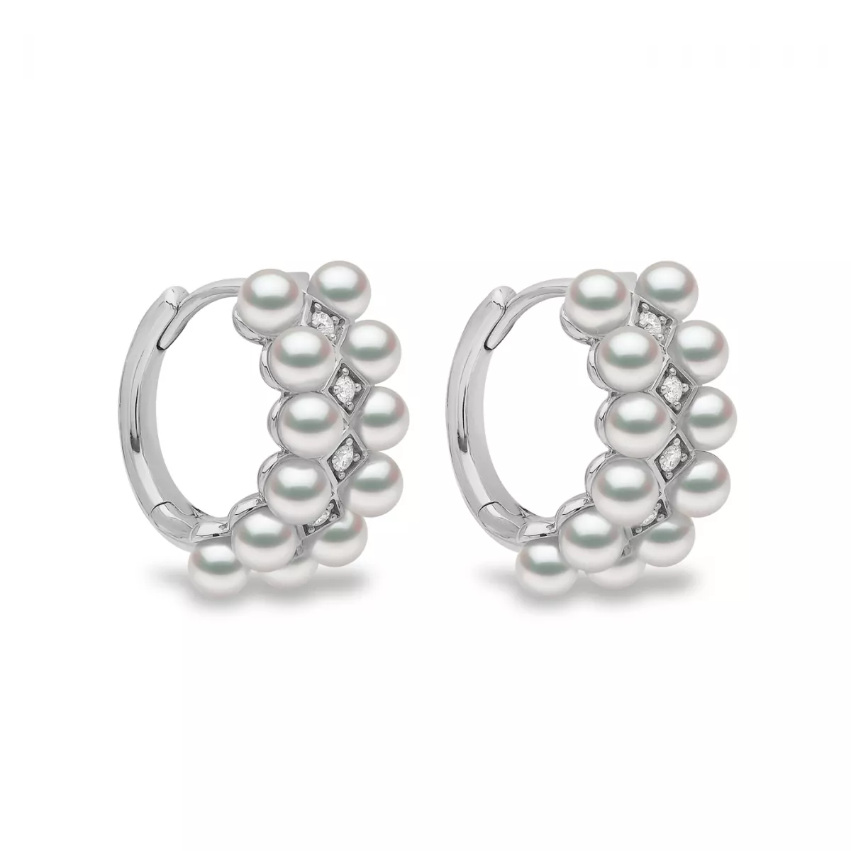 Cercei - Cercei  Yoko London cu perle Akoya si diamante, din aur alb  de 18K, cellini.ro