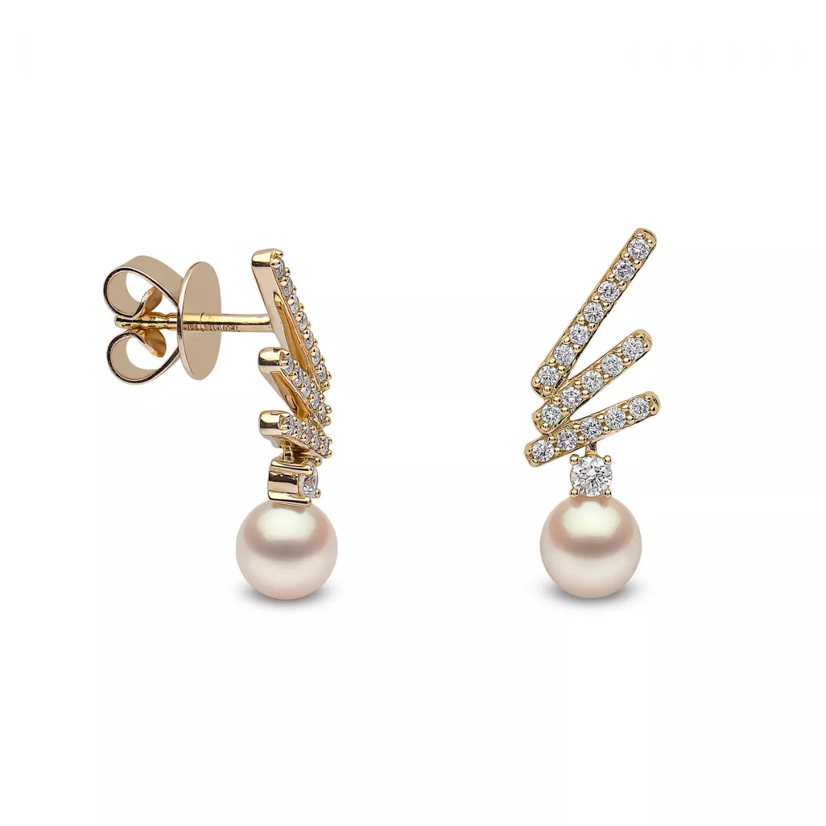 Cercei - Cercei  Yoko London cu perle Akoya si diamante, din aur galben de 18K, cellini.ro