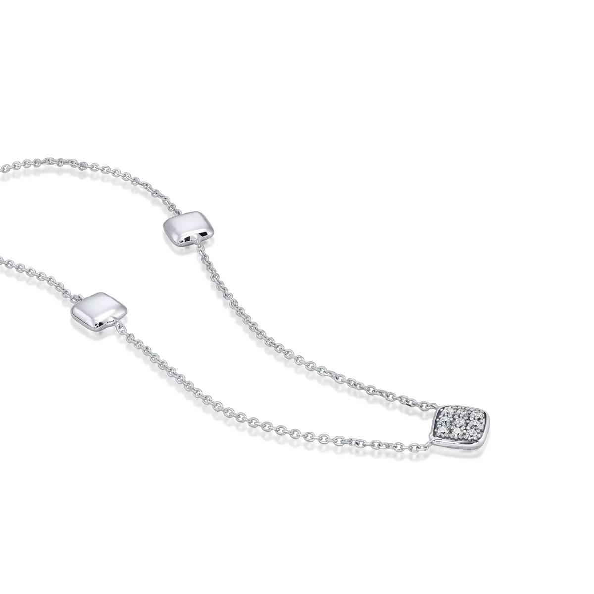 Coliere - Lant cu pandantiv  Eva Nobile cu zircon, din aur alb  de 18K, cellini.ro