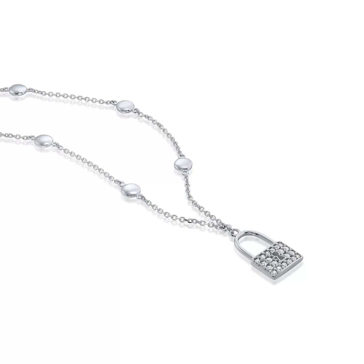 Coliere - Lant cu pandantiv  Eva Nobile cu zircon, din aur alb  de 18K, cellini.ro