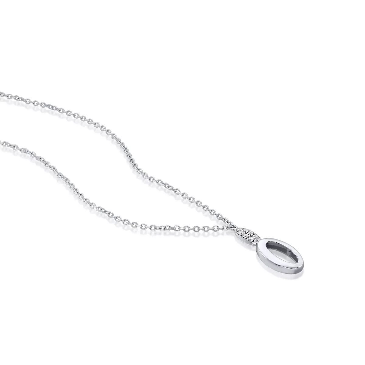Coliere - Lant cu pandantiv  Eva Nobile cu zircon, din aur alb  de 18K, cellini.ro