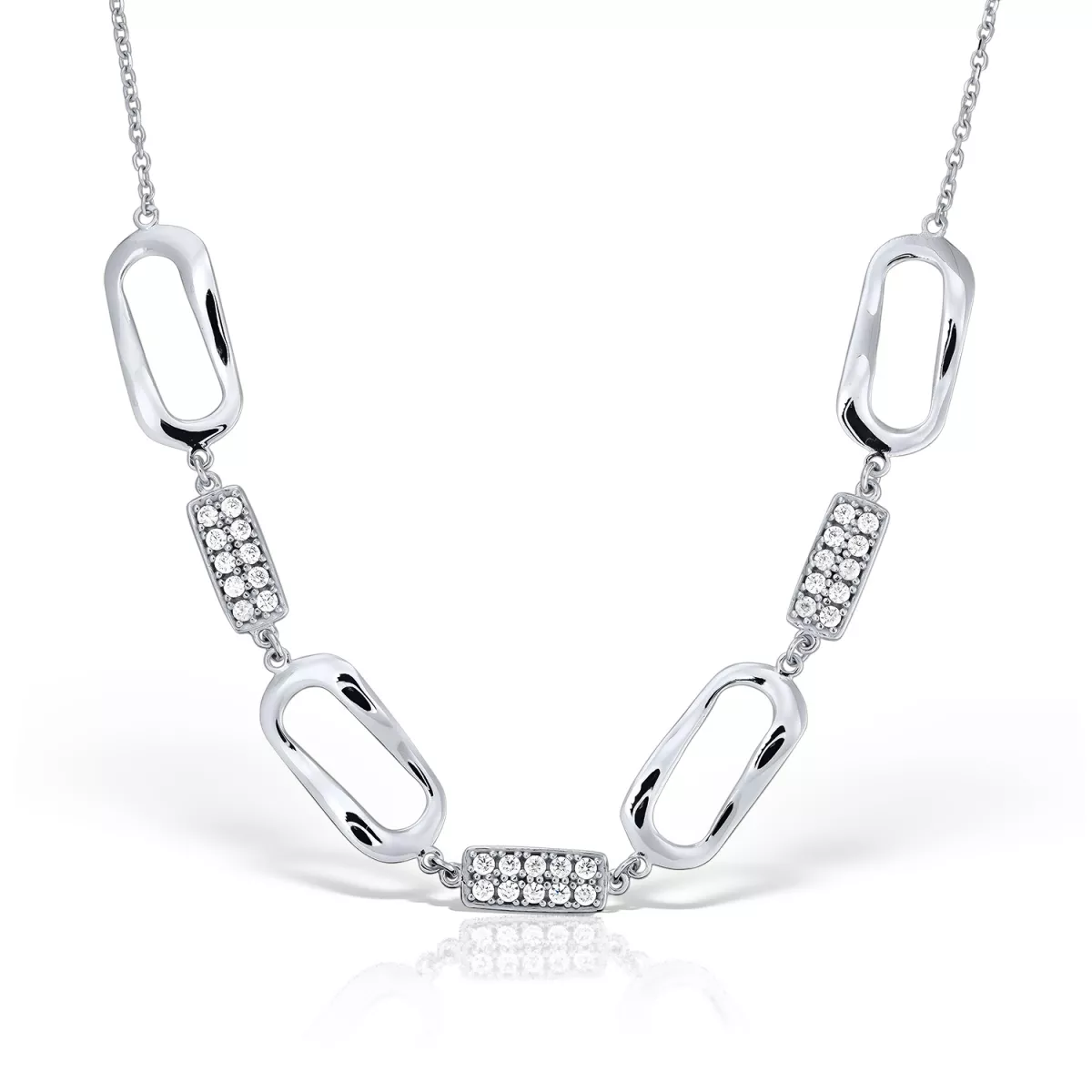 Colier  Eva Nobile cu zircon, din aur alb  de 18K