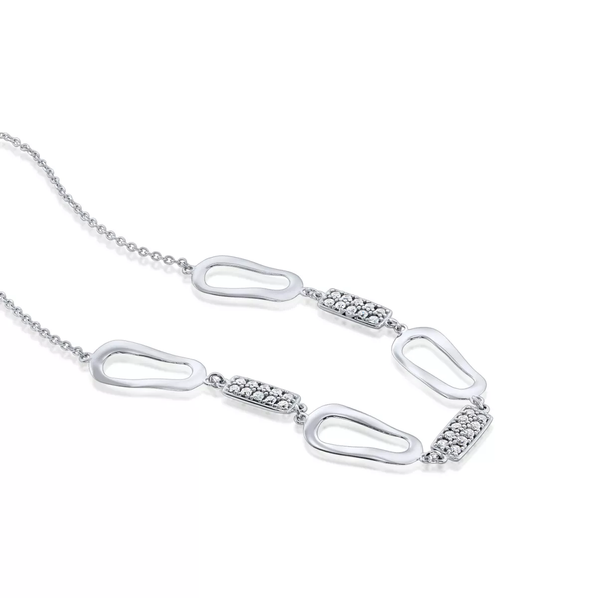 Coliere - Colier  Eva Nobile cu zircon, din aur alb  de 18K, cellini.ro