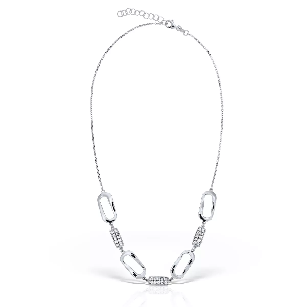 Colier  Eva Nobile cu zircon, din aur alb  de 18K