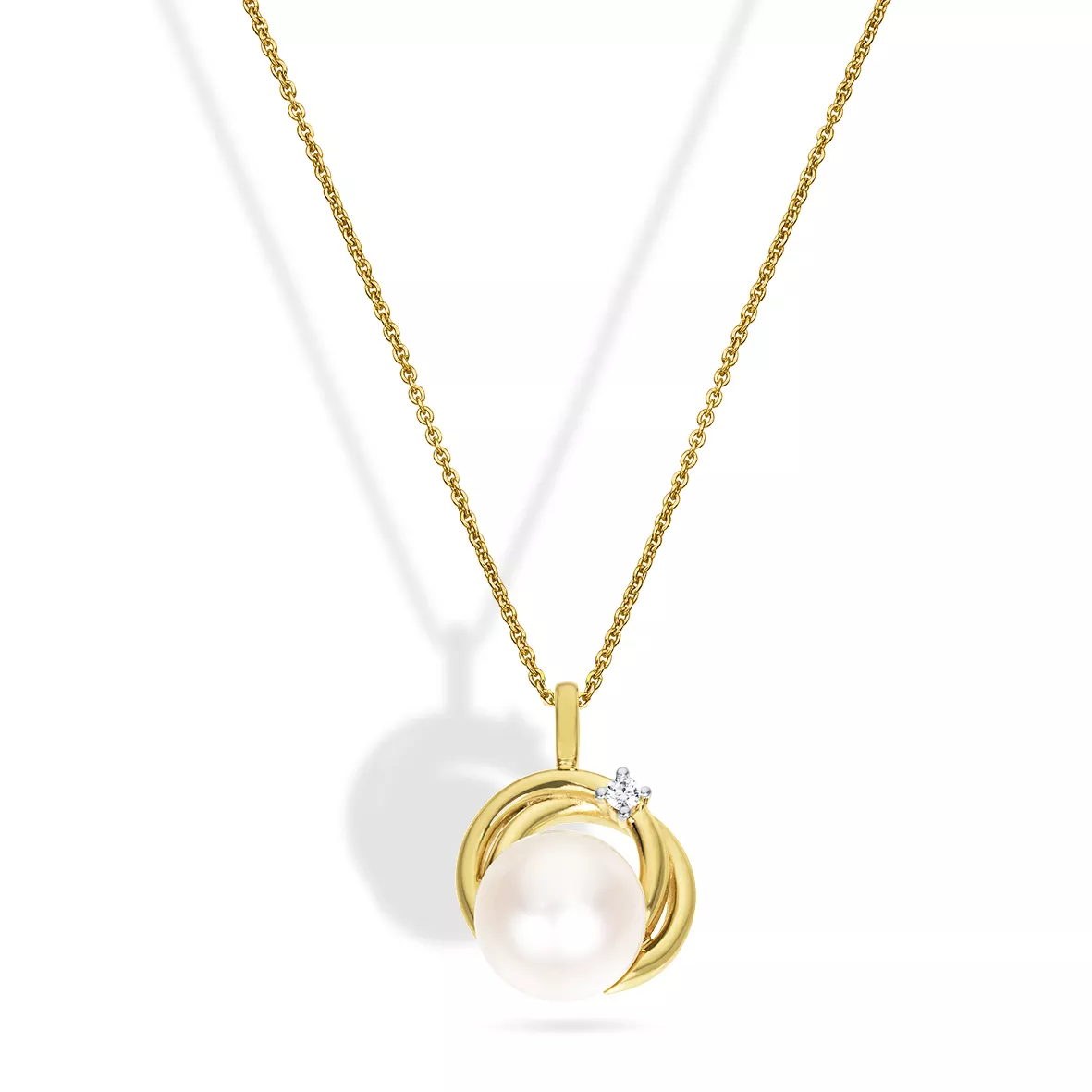 Colier Maria Granacci cu perle si diamant, din aur galben de 18K