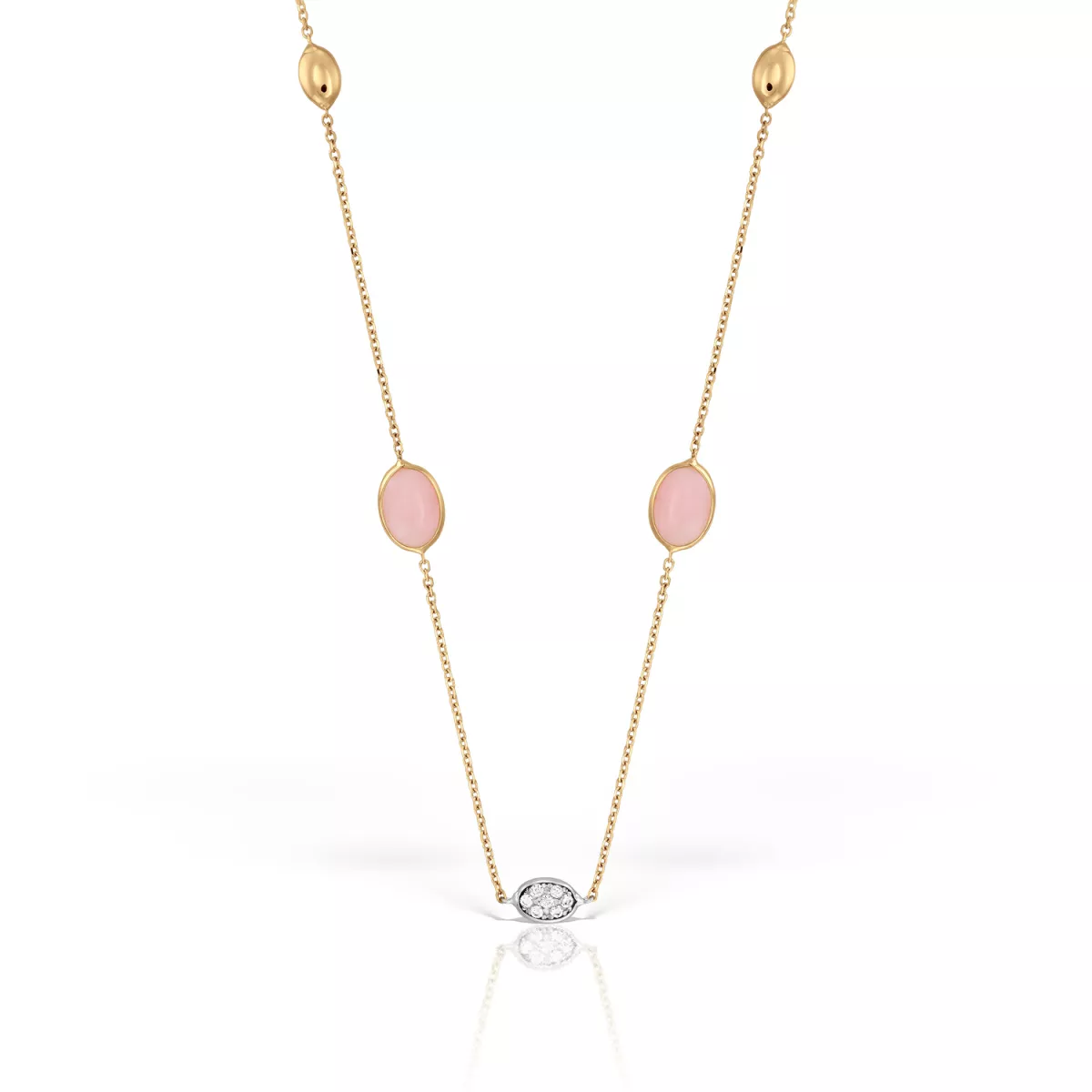 Lant cu pandantiv  Eva Nobile cu quartz si zircon, din aur galben de 18K