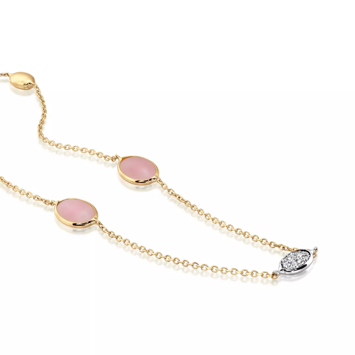 Coliere - Lant cu pandantiv  Eva Nobile cu quartz si zircon, din aur galben de 18K, cellini.ro