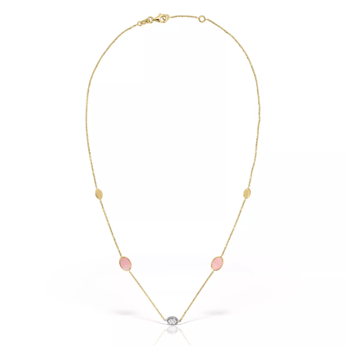Lant cu pandantiv  Eva Nobile cu quartz si zircon, din aur galben de 18K