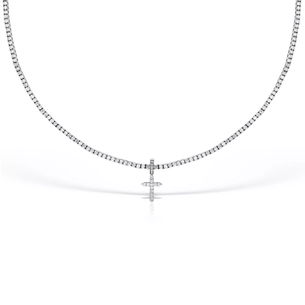 Colier Classic Diamonds cu diamante, din aur alb de 18K