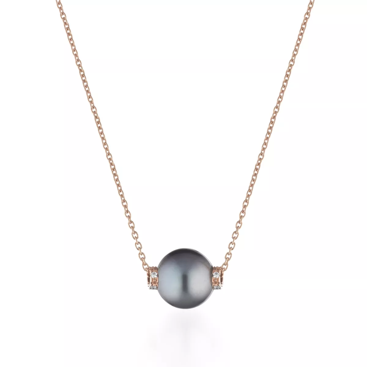 Colier  Coscia cu perle si diamante, din aur roz de 18K