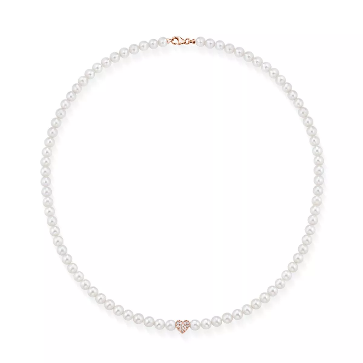 Colier Coscia cu perle si diamante, din aur roz de 18K