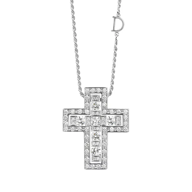 Colier Damiani Belle Epoque cu diamant, din aur alb de 18K