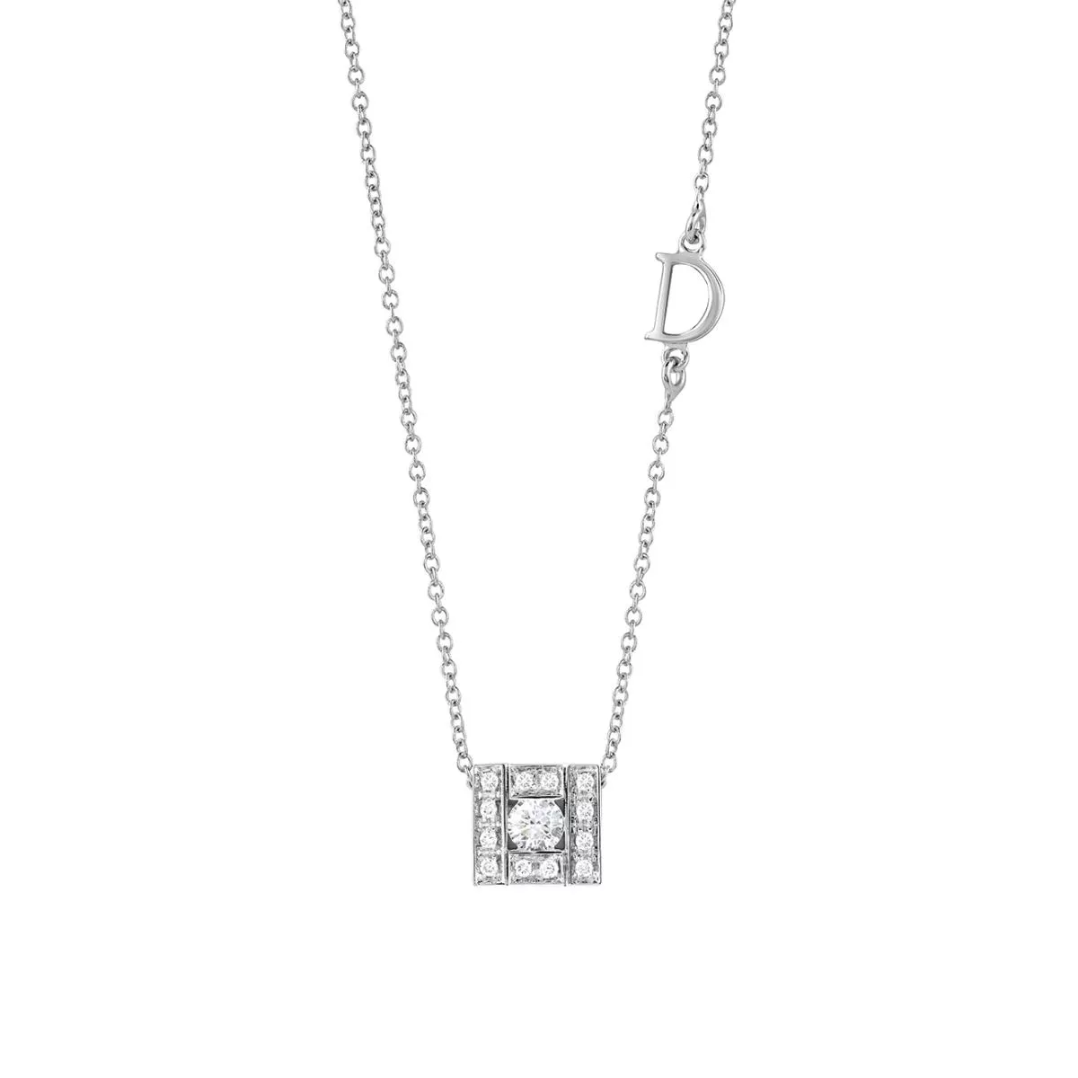 Colier Damiani Belle Epoque cu diamant, din aur alb de 18K