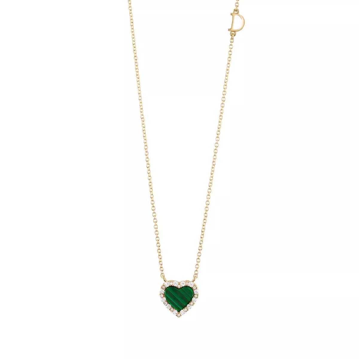 Coliere - Colier Damiani Belle Epoque cu malachit si diamant, din aur galben de 18K, cellini.ro