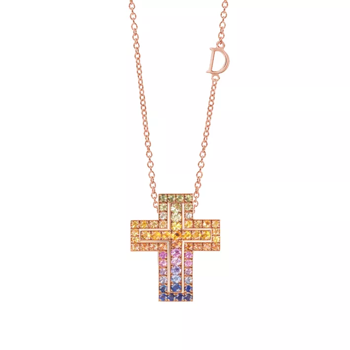 Colier Damiani Belle Epoque cu safire si diamant, din aur roz de 18K